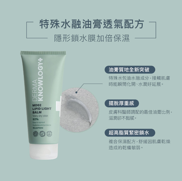 DERMA-KNOWLOGY - MD02 Lipid Light Balm 200 ml 高效鎖水修護膏 (中至重度敏弱肌)